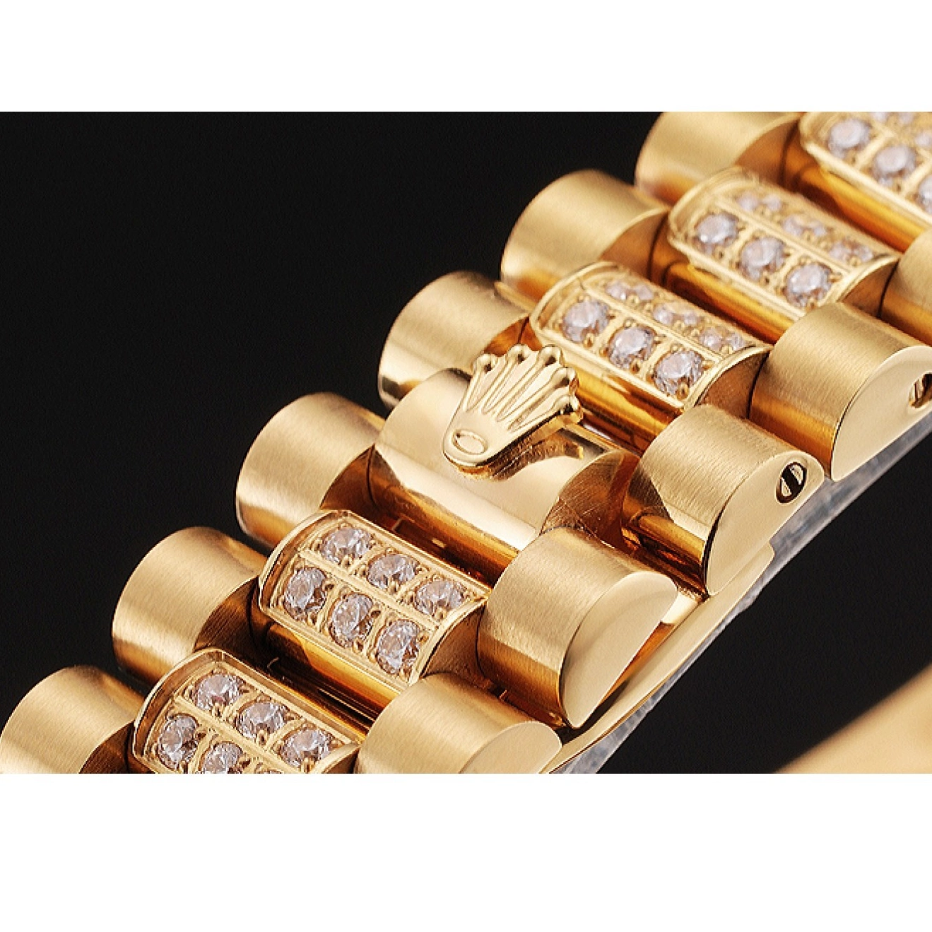 Aaa replica watch Day Yellow Diamond Swiss Gold Date Rolex Pave 0522